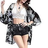 Talla única para XS-XL. Wantbgd Cardigan Playa Mujer Vestido Trajes de Baño Cubrir Gasa Pareos Floral Cover up Verano
