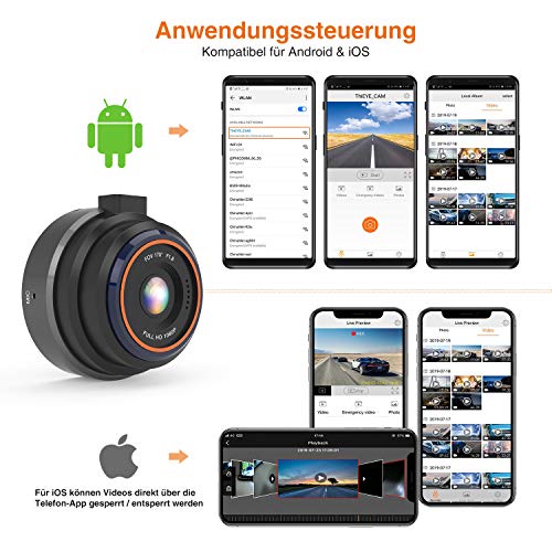 THIEYE WiFi Dashcam 1080P Full HD AutoKamera Video Recorde mit 32G SD Kart für Fahrzeuge mit 170 ° WDR Bewegungserkennung, Parkmonitor, Loop-Aufnahme, Nachtsicht und G-Sensor Safeel Zero+ - 3