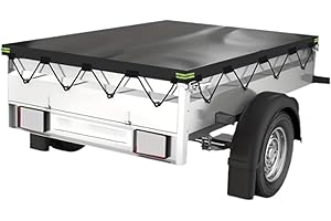 LARNMERN Waterproof Trailer Cover, 600D 7 x 4 Ft Trailer Covers Oxford Fabric with Reflective Strips & Reinforced Eyelets UV Protection Windproof for Outdoor Parking, Seasonal Storage, Long-Distance Travel