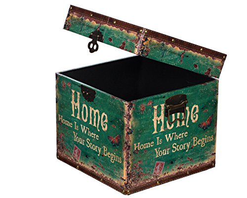 Truhe Kiste JS 14316 , Holztruhe mit hochwertigem Canvas bezogen. innen mit Stoff ausgeschlagen ,im Vintage Look, Schatzkiste,Kiste, Piratenkiste, Kleinmöbel, Mit Metallbeschlägen, Antikoptik, Holz, verschieden Größen, Maritim, Deko, Hochwertig, Kolonialtruhe, Kolonialstil, Holzbox, Truhe mit Ornamenten . (Größe XL 34cm x 34cm x 34cm) - 2