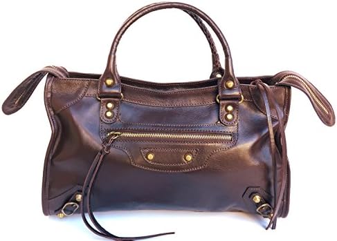 SUPERFLYBAGS Women's Genuine Calfskin Italian Leather Handbag Aged Effect lux model Barcellona M size + mirror Made in Italy