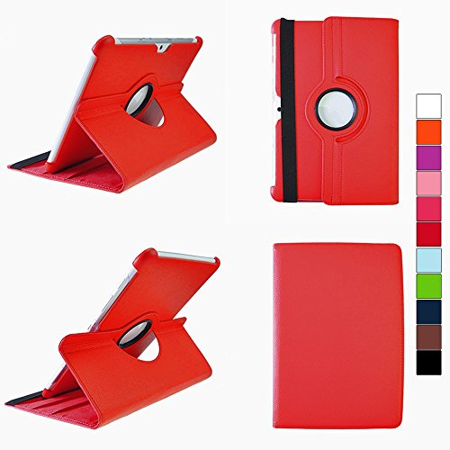 COOVY® 360° ROTATION COVER FÜR SAMSUNG GALAXY TAB 10.1 N GT-P7500 GT-P7501 GT-P7510 GT-P7511, TAB 2 10.1 GT-P5100 GT-P5110 SMART HÜLLE TASCHE ETUI CASE SCHUTZ STÄNDER Farbe rot
