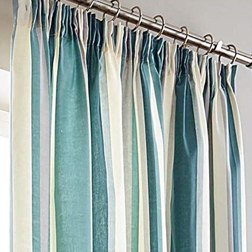 Printed Vertical Stripe Green Grey Cream Lined 46 X 90 117cm X