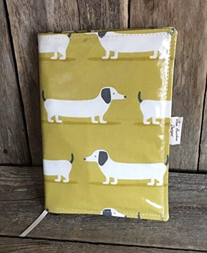 A5 Diary Cover, Journal Cover, Nurses Diary Cover, Page To View,lime green dachshund oilcloth