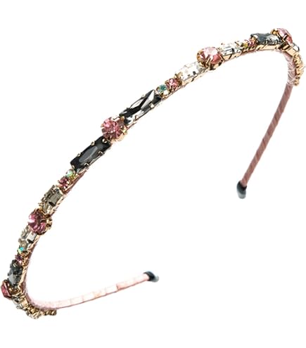Cerchietto Largo Con Nodo E Strass Per Donna | Fascia Capelli Cristallata Arcobaleno | Accessorio Moda Per Feste E Matrimoni | Colore Blu