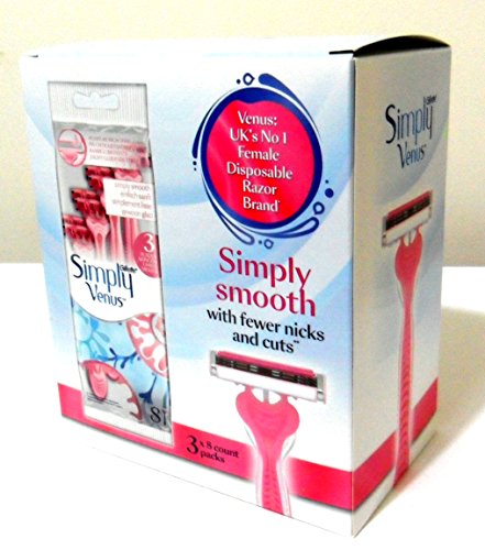 Gillette Simply Smooth Venus Disposable Razors 3 x 8 counts packs