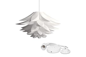 kwmobile Lampe design lotus - Abat-jour XL à monter - Luminaire IQ plafond - Ensemble avec montage plafonnier câble 90cm douille E27-50 pcs