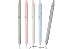 Relota 5 Stück Kugelschreiber Set 0.5mm, Einziehbare Aesthetic Stifte, Schwarze Tinte Gel Kugelschreiber, Ballpoint Pen, Glatte Schreibstifte Gelstift für Schule, Büro, Zuhause Geeignet (Morandi)