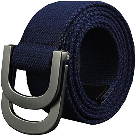Maikun Belts Military Web Canvas Double D-Ring Buckle Tactical Belt 45" Long Dark Blue