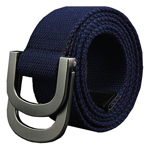 Maikun Belts Military Web Canvas Double D-Ring Buckle Tactical Belt 45" Long Dark Blue