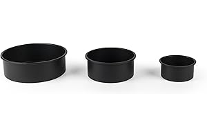 Salter BW12551EU7 Bakes ensemble de moules à gâteaux ronds - ensemble de 3 boîtes de cuisson antiadhésives, de 5 po/6 po/8 po, acier au carbone sans danger pour four à 220°C, gâteaux de 3 niveaux