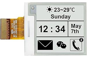 Waveshare 1.54 Inch E-paper Raw Display Panel V2 200x200 Resolution 3.3V E-Ink Electronic Paper Screen without PCB with Embedded Controller Support Partial Refresh,Communicating via SPI interface