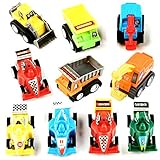 Eigenschaften - Unsere Autos kommen in leuchtend attraktiven Farben, hell- und dunkelblau, orange, gelb, schwarz, cyan und grün - Aufmerksamkeit wird den Details gewidmet & sie beinhalten eine große Auswahl an Fahrzeugen und Lastwagen - einfach zurückziehen, loslassen und sie über den Boden rasen sehen.