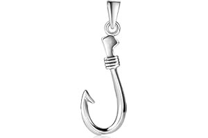 MATERIA by Matthias Wagner KA-484 Men's Fishing Hook Pendant 925 Silver Jewellery for Anglers, Silver