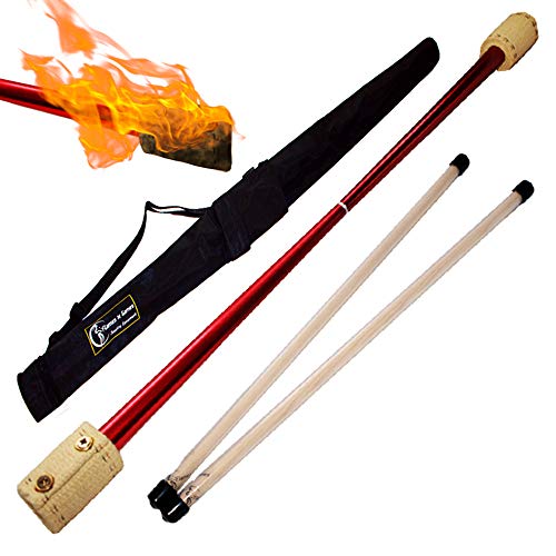 Falcon Pro Bâton du Diable Feu Set , avec Kevlar 65mm mèche (de FyreFli) + Ultra-Grip Bâtons en fibre de verre + Flames N Games sac de voyage! Professionnel en Feu Bâtons de Diable, Bâtons de Jonglage!
