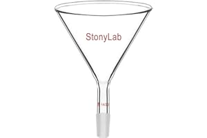 StonyLab Glass Short Stem Powder embudo con 100 mm Top O.D. y 14/20 Inner Joint Filter Embudo Embudo de vidrio