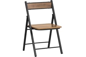 SoBuy Chaise Pliante Robuste en Bois et Métal Chaise Visiteur Chaise Pliable Style Industriel pour Cuisine, Bureau 46 x 48 x 80 cm, FST88-PF