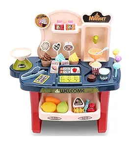 DJB ENTERPRISE Play New Toy School Bag Packing Pretend Play Make up Set Cute Dresser Set 2 in 1 School Bag Turn into Beauty Play Set Musical Suitcase 34 pcs for Girls ( 34 Piece)