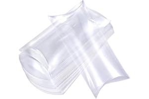 BENECREAT 30 Pack Scatola di Plastica Trasparente PVC Scatola Regalo Pieghevole a Forma di Cuscino Immagazzinaggio di Caramelle per Matrimonio Partito Compleanno Baby Shower