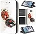 Price comparison product image Coverfix Premium Samsung Galaxy A5 (Model 2017) A520 Flip Cover Synthetic Leather Flip Case Mobile Phone Cover 653 Marienkäfer Glück Schwarz Rot
