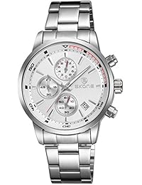 Skone Hombre Blanco Deportivos Marcas de acero Relojes Analogico