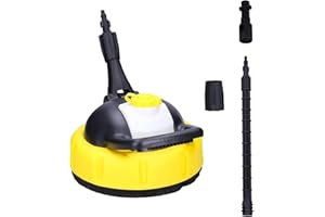 KISABAER Cepillo rotativo, cepillo giratorio flexible para limpiador de alta presión Karcher K1-K7, limpiador de terraza, rotativo plano superficie limpiador a presión Washer, ajustable mango largo