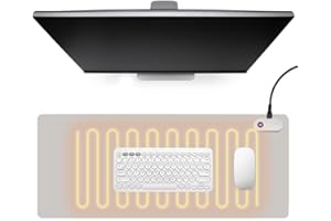 Rppiup Heated Mouse Mat, 80x33 Cm(31.5x13 in) Heated Desk Mat, Hand Warmer Heated Desk Pad with 3 Heat Levels & 3 Hours Automatic Shut-Off, Intelligent Temperature Control with Digital Display (Gray)