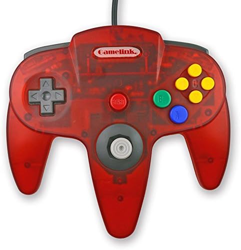Gamelink Retro Classic USB Controller Gamepad Joysticks for N64 Style PC MAC Clear Red