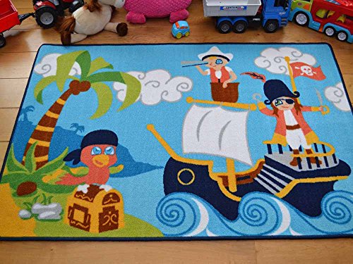 Kids Non Slip Machine Washable Pirates Play Mat. Available in 3 Sizes (80cm x 120cm)