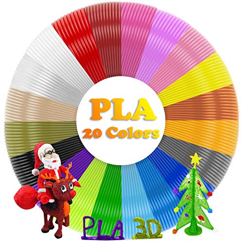 3D Pen Wire Filamento PLA 1.75mm 20 PCS, Longitud Total de 20 PCS 100m para Pluma a impresión 3D 20 Colores Cada PCS 5m.