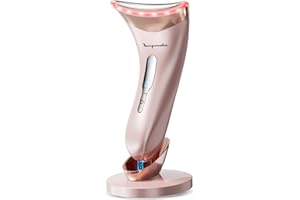 TIANYUEWEILAI Massaggiatore Viso Antirughe Lifting Elettrico: Dispositivo di Bellezza con 3 Modi LED - Massaggio EMS per Face Lifting - 45°C Terapia Della Luce Gua Sha Massaggiatore Facciale del Collo Rassodante