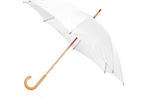 Lote 5 Paraguas Automatico Blanco Publiclick, Medidas Ø104X89 Apertura automatica, Madera y Poliester, Paraguas Clasicos Colores (Blanco)