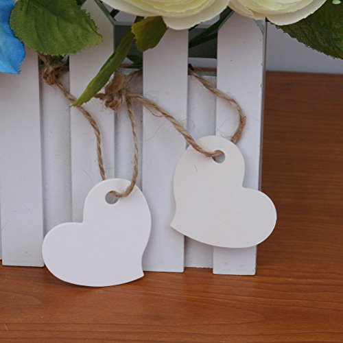 LUOEM 100pcs Kraft Papieretiketten Hängen Tags Liebesherz DIY leere Blätter Dankeschön-Karte weiß - 6