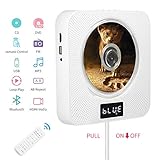 【Multifunktionaler CD DVD Player】--Dieser Player kann als CD-Player, DVD-Player,Konvertieren Sie DVD-Videos mit hoher Detailgenauigkeit auf Full-HD 1080p. Bluetooth-HiFi-Lautsprecher CD Spieler kann als CD/ SD Spieler, Mini Home Boombox, FM-Radio, USB Flash Drive Player fungieren. Dieser Player spielt auch als ein MP3-PLAYER beim Lesen von USB Stick/ CD/ SD or die Verbindung mit externen Kopfhörer oder Lautsprecher über 3,5 mm AUX kabel.