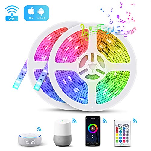 10M WIFI Striscia LED Alexa, TASMOR Smart Striscia LED RGB Impermeabile Compatibile con Alexa Echo e Google Home, Smart Nastri LED con Telecomando IR
