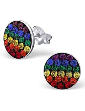 JAYARE Kinder-Ohrstecker rund 925 Sterling Silber Emaille 8 x 8 mm mehrfarbig bunt Ohrringe