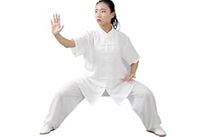 Daoba 2 Pièces Tenue de Tai Chi légère Manches Courtes pour Homme et Femme Été