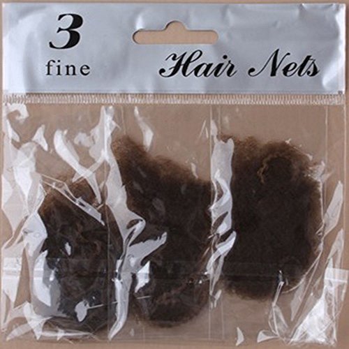 3 PACK BROWN OR BLACK FINE MESH HAIR NETS UNISEX GREAT FOR WORK (Brown)