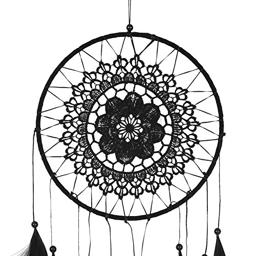 SOLEDI Dreamcatcher Traumfänger Glücksbringer exquisite Stickereien aus der schönsten Geschichten in der amerikanischen indischen Mythologie (schwarz) - 5