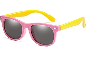 YAMEIZE Occhiali da Sole Polarizzati Quadrati - Cute per Bambini - per Boys Girls 3-10 anni Rubber Flessibile Small Occhiali per Bambini Occhiali Colorati per Bambini All'aperto