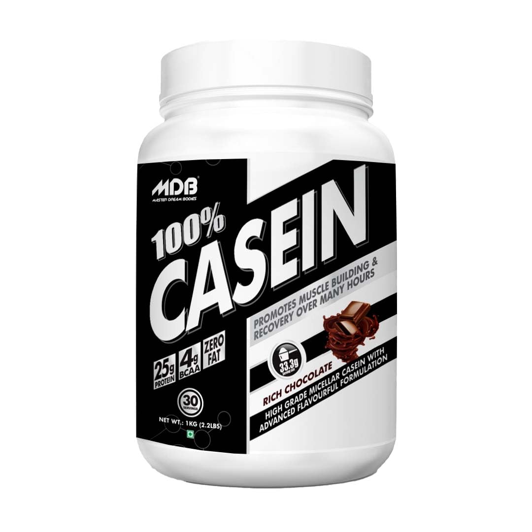 100% Casein | 25g Protein with 4g BCAA | 1 kg Premium Grade Micellar Casein with Advanced Formulation | (Rich Chocolate, 1 kg