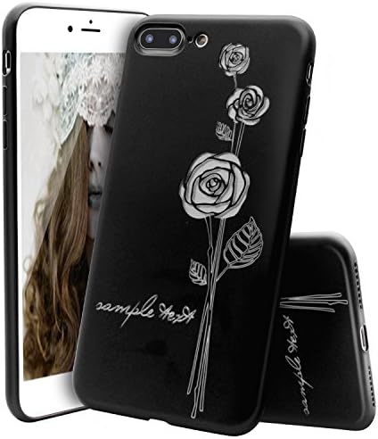 iPhone 7 Plus Case, Flyyu Stylish Slim Fit 3D Carved Flower Pattern Soft Rubber Case Full Protective Shockproof Gel Bumper Phone Cover Shell for Apple iphone 7 Plus / iPhone 8 Plus - 5.5''-Black