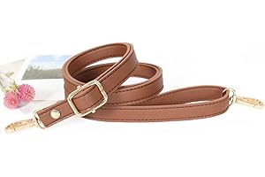 GreatRise 1.5 cm Breite PU Leder Schultergurt Ersatz Schulterriemen Verstellbar Schultergurt Dünner Taschenrieme, 80-150cm, Gurt für Damen Taschen Handtaschen Geldbörse Braun Hellgold Schnalle