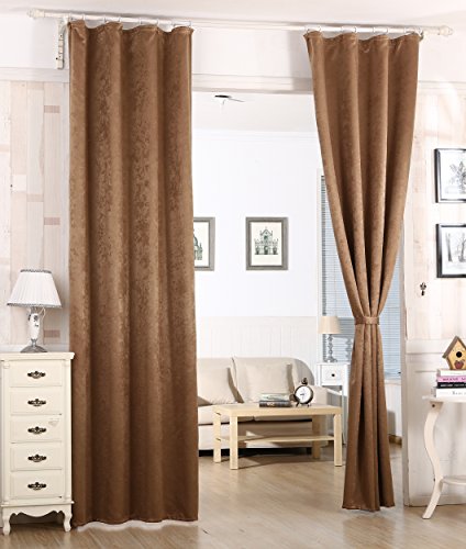 WOLTU VH5886cp Gardine Vorhang blickdicht , Verdunkelungsvorhang Thermovorhang mit Kräuselband , schwere Verdunkelungsgardine Crush Optik , 135x245cm , Cappuccino - 3