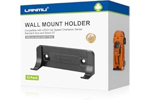 LANMU 12 szt. kolekcjonerski samochodowy uchwyt ścienny kompatybilny z Lego Speed Champion Series Auto Standard Size i Solus GT, czarny pionowy wyświetlacz ścienny do kół o szerokości 7-8 cm - 3,15