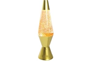 ADEPTNA Premium Large Retro 15 inch Bullet Design Glitter Lamp – Bright Soothing Motion Peaceful Glitter Lamp for Relaxation - Excellent Gift Idea for Your Loved Ones on Xmas (Gold)