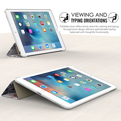 MoKo Hülle für iPad Pro 9.7 – Ultra Lightweight Slim PU Leder Tasche Schutzhülle Schale Smart Shell Case mit Auto Schlaf / Wach Funktion und Standfunktion für Apple iPad Pro 9.7 Zoll Tablet, Blumen Marineblau - 4