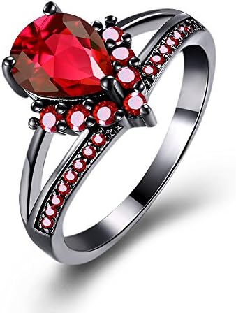 hot black color ring for women wedding band filled jewerlly red CZ stone engagement ring bridal anniversary gift dropshipping