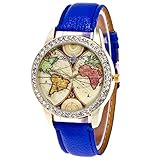 Hunpta@ Uhren, Armbanduhr Watch Zhou Lianfa Trend Creative Map Damenuhr aus Diamantleder