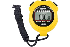PULIVIA Cronometro sportivo, cronometro digitale, cronografo portatile, cronografo, sveglia, cronometro, resistente agli urti, per nuoto, corsa, sport, allenamento, attrezzatura da arbitro (YS-802Y